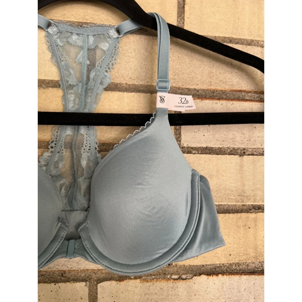 Victoria's Secret Body By Victoria Lined Demi Bra Blue Lace Size 32B NWT - Picture 2 of 5